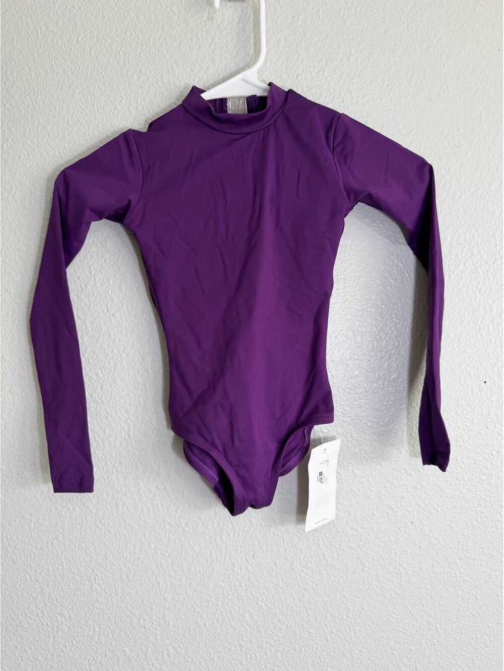 BalTogs Mock Neck Long Sleeve Leotard Criss Cross Back Purple Small Child SC